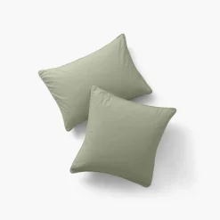Best Sale Taie d'oreiller carrée pur coton lavé biologique Souffle sauge Taies D’oreiller