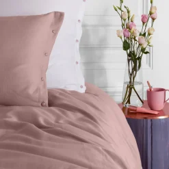 Clearance Taie d'oreiller carrée satin de coton lavé bio Quartz blush Taies D’oreiller