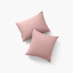 Clearance Taie d'oreiller carrée satin de coton lavé bio Quartz blush Taies D’oreiller