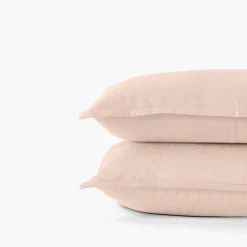 Best Sale Taie d'oreiller carrée satin de coton jacquard pois et rayures Prestige nacre Taies D’oreiller