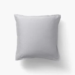 Shop Taie d'oreiller carrée satin de coton jacquard pois et rayures Prestige tourterelle Taies D’oreiller