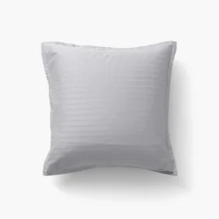 Shop Taie d'oreiller carrée satin de coton jacquard pois et rayures Prestige tourterelle Taies D’oreiller