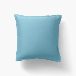 New Taie d'oreiller carrée satin de coton jacquard pois et rayures Prestige glacier Taies D’oreiller