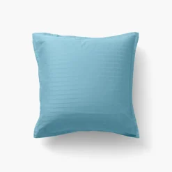 New Taie d'oreiller carrée satin de coton jacquard pois et rayures Prestige glacier Taies D’oreiller