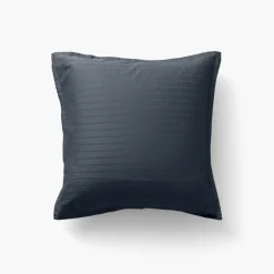 Discount Taie d'oreiller carrée satin de coton jacquard pois et rayures Prestige bleu nuit Taies D’oreiller