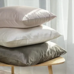 New Taie d'oreiller carrée soie de mûrier Beauté rose poudré Femme Coffrets Cadeaux|Capsule Soienew