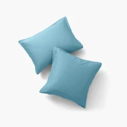 Cheap Taie d'oreiller rectangulaire satin de coton jacquard pois et rayures Prestige glacier Taies D’oreiller