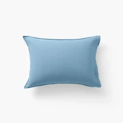 Best Taie d'oreiller rectangulaire lin et coton lavé Songe bleu baltique Taies D’oreiller