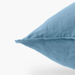 Best Taie d'oreiller rectangulaire lin et coton lavé Songe bleu baltique Taies D’oreiller