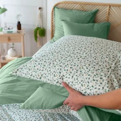 Cheap Taie d'oreiller rectangulaire percale de coton Neo thym végétal Taies D’oreiller