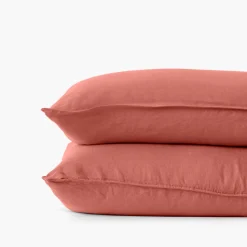 Discount Taie d'oreiller rectangulaire lin et coton lavé Songe terre cuite Taies D’oreiller