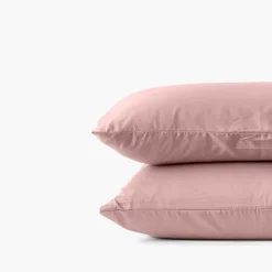 Online Taie d'oreiller rectangulaire satin de coton lavé bio Quartz blush Taies D’oreiller