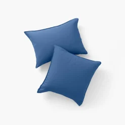 Fashion Taie d'oreiller rectangulaire lin et coton lavé Songe bleu de chine Taies D’oreiller