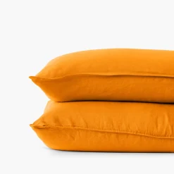 Best Sale Taie d'oreiller rectangulaire lin lavé Songe curcuma Taies D’oreiller