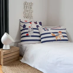 Shop Taie d'oreiller rectangulaire réversible coton biologique Ptitchic renard Enfant Linge De Litbio|Taies D'oreiller