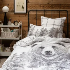 Cheap Taie d'oreiller rectangulaire réversible percale de coton Grizzli Enfant Taies D'oreiller|Taies D’oreiller