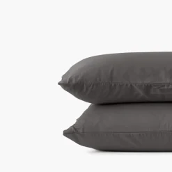 Sale Taie d'oreiller rectangulaire satin de coton lavé bio Quartz galet Taies D’oreiller