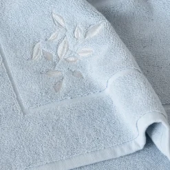 Discount Tapis de bain coton Equinoxe bleu givre Tapis De Bain