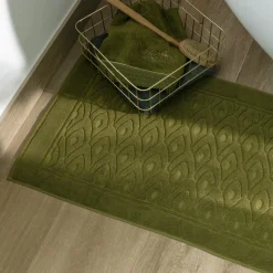 Discount Tapis de bain coton et viscose de bambou Silvalys vert mousse Tapis De Bain
