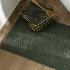 Hot Tapis de bain coton et viscose de bambou Silvalys vert forêt Tapis De Bain